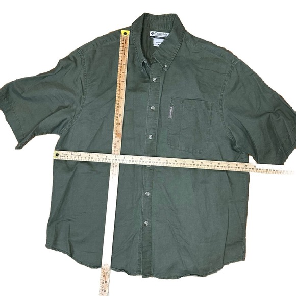 Columbia One Pocket Button Short Sleeve 100% Cotton Shirt Men's Green Size Med - Picture 5 of 9